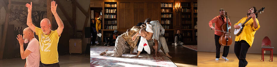 Images L to R: Ishmael Houston-Jones & Keith Hennessy, photographer unknown; Spectral Dances, American Academy of Arts and Letters, photo by Maria Baranova; Jennifer Miller and Ethan Philbrick by Anja Hitzenberger.