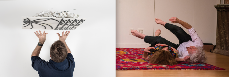 Photo credits: Left - Jon Kinzel, photo by Erica Freudenstein; Right - Cathy Weis and Simone Forti, photo by Richard Termine