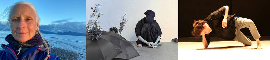 Images from left: K.J. Holmes courtesy of the artist; dustin maxwell, still from video by Benedicte Espiri; Anat Shamgar by Natasha Shakhnes