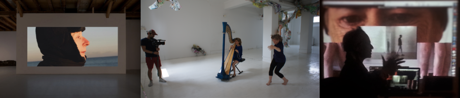 Left: Seline Baumgartner, Before the Future (2015), with Meg Harper, Jon Kinzel, Vicky Shick, Keith Sabado; Center: Jennifer Monson and Zeena Parkins; Right: Lisa Nelson, Photo by Tyler Fairbanks