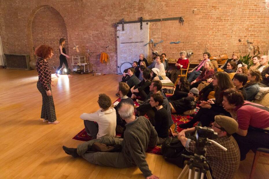 Photo: "Sundays on Broadway" Cathy Weis Projects Performers: Cathy Weis, Jennifer Miller Vicky Shick Jon Kinzel performance photographed: Sunday, March 29, 2015; 8:00 PM at WeisAcres in SoHo, 537 Broadway, #3 (between Prince and Spring Streets) NYC; Photograph: © 2015 Richard Termine
