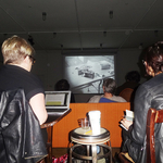 Marathon screening of <span class='italic'>9 Evenings: Theatre and Engineering</span> - <a href="https://redesign.cathyweis.org/calendar/sundays-on-broadway-marathon-screening" target="outside">January 25, 2015</a> <br/>Photo by Cathy Weis