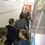 Audience entering WeisAcres - <a href="https://redesign.cathyweis.org/calendar/march-18-simone-forti-and-cathy-weis" target="outside">March 18, 2018</a> <br/>Photo by Richard Termine